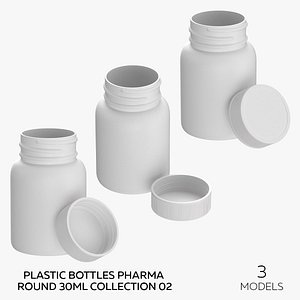 Plastic Bottles Pharma Round 30ml Collection 02 - 3 models 3D