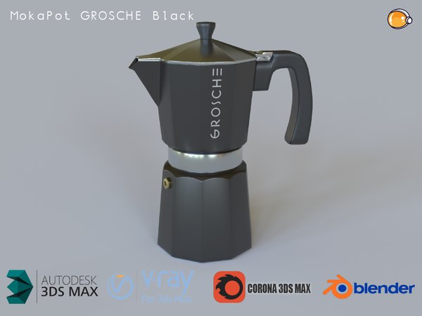 Moka Pot GROSCHE Milano Stovetop Espresso Maker White 3D model