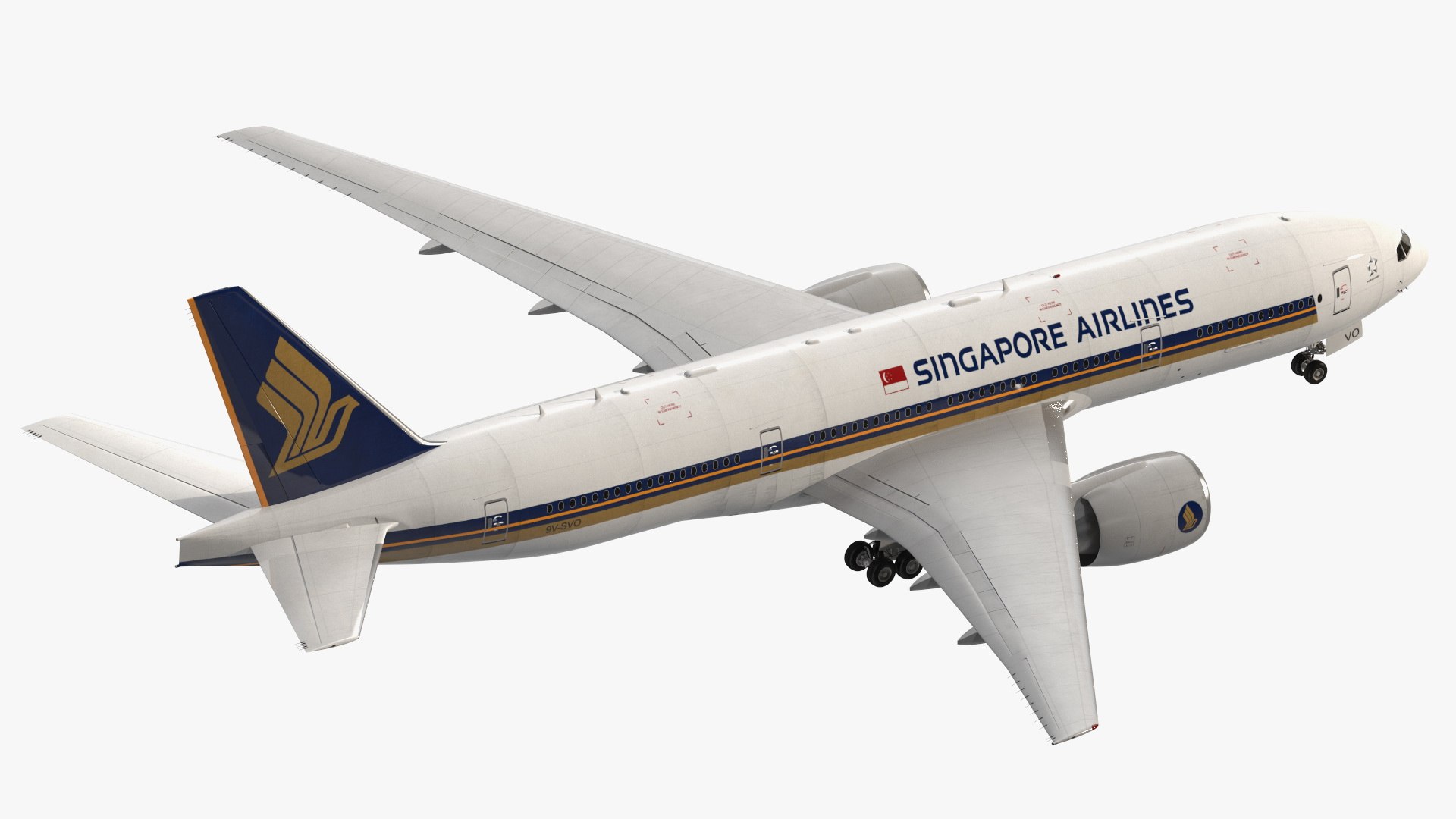 Boeing 777-200 Singapore Airlines Rigged 3D Model 3D model preview