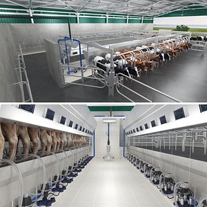 3D model Realistic Parallel Milking Parlor
