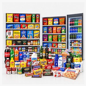 Supermarket Shelf Props 3D Model 3D model