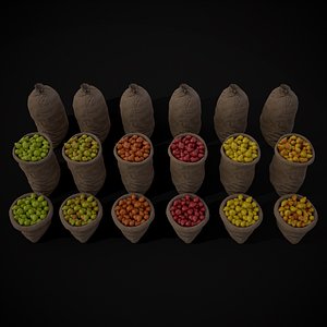 3D model Burlap Sacks of Pears