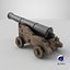3D Medieval Vessel Ship Cannon(1) model