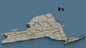 New York detailed Map with Animated Flag