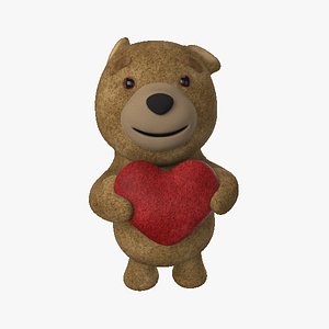 3D bear heart love ar