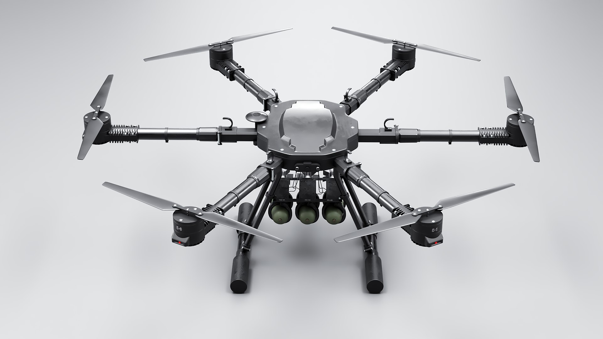 3D model Military Hexacopter UAV - Weaponized Combat Drone with Bombs https://p.turbosquid.com/ts-thumb/a0/peRv6U/74/b_drone0007/png/1778139773/1920x1080/fit_q87/7dbb15c48758275247c82432e5097b00e115da17/b_drone0007.jpg