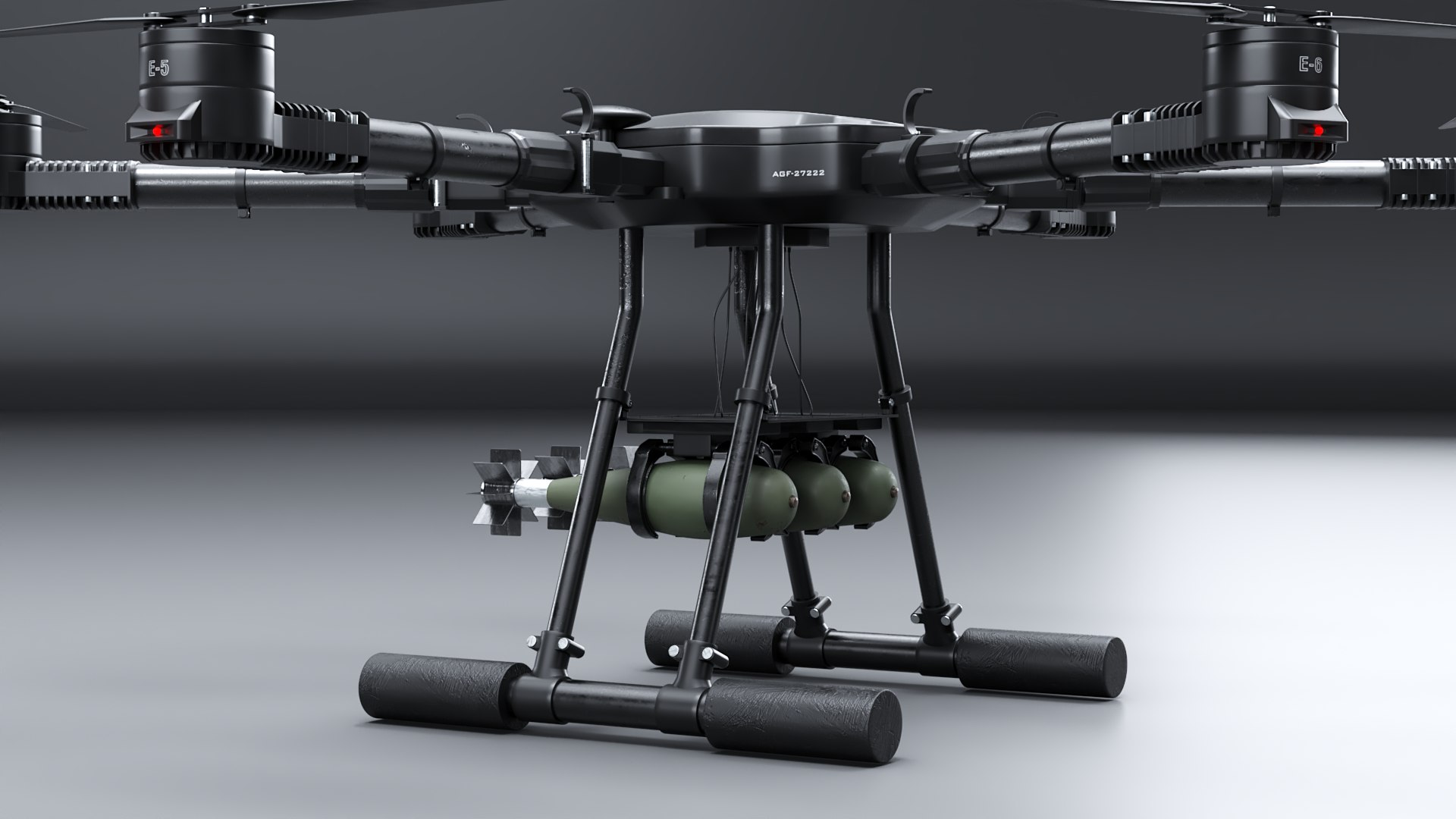 3D model Military Hexacopter UAV - Weaponized Combat Drone with Bombs https://p.turbosquid.com/ts-thumb/a0/peRv6U/LL/b_drone0004/png/1778139768/1920x1080/fit_q87/795b73da223f4861f2cdbeebf447c0a29eb0f97c/b_drone0004.jpg