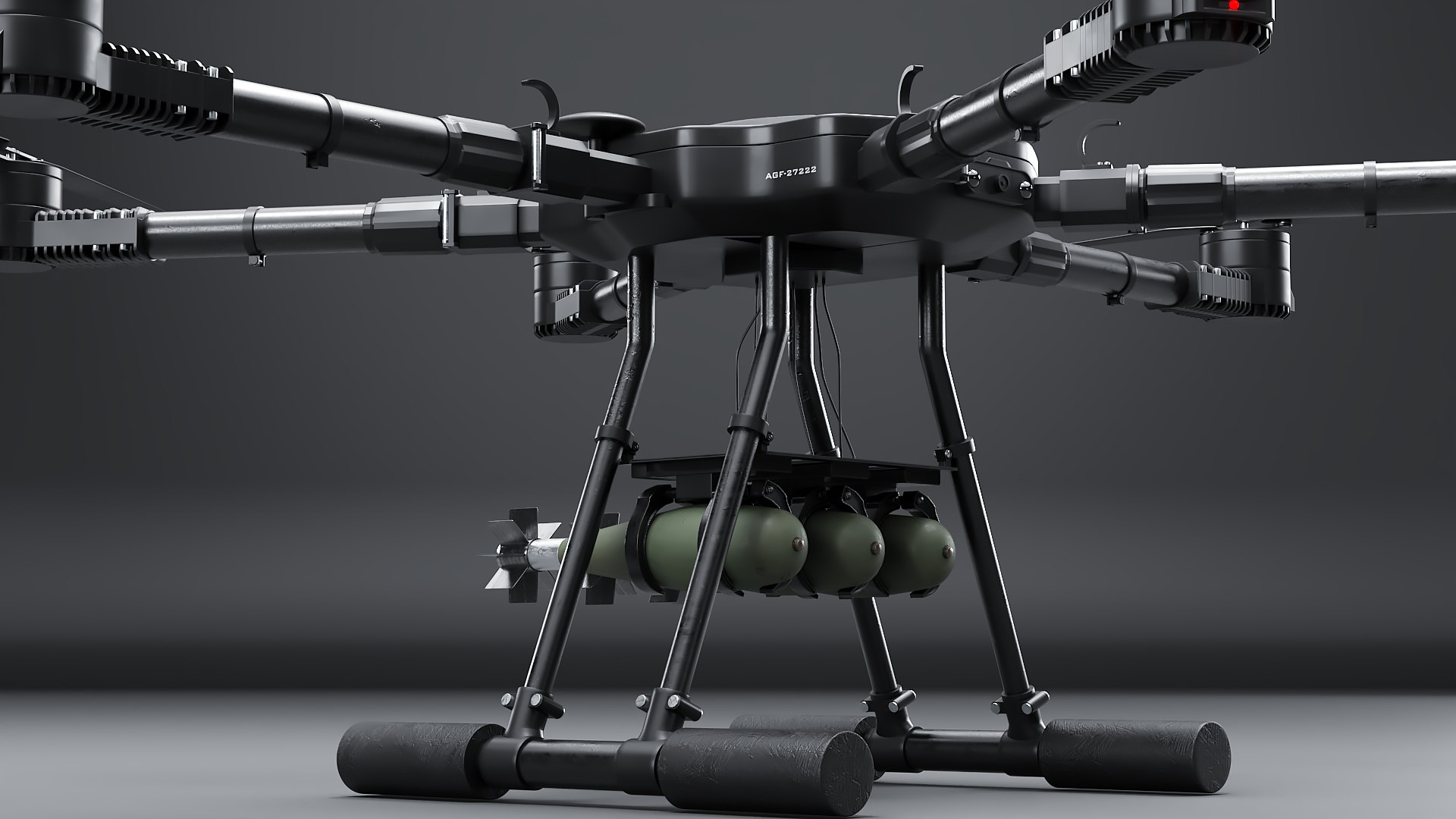3D model Military Hexacopter UAV - Weaponized Combat Drone with Bombs https://p.turbosquid.com/ts-thumb/a0/peRv6U/jL/b_drone0006/png/1778139775/1920x1080/fit_q87/200c79c4cfce586f9bd5e81ac99d64f704266ab7/b_drone0006.jpg