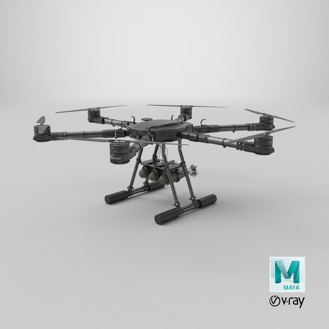 3D model Military Hexacopter UAV - Weaponized Combat Drone with Bombs https://p.turbosquid.com/ts-thumb/a0/peRv6U/py/stemcell_maya_vray_render/png/1778266049/1920x1080/fit_q87/4966d01c9b159c0834b07b34241efa98ae5beac7/stemcell_maya_vray_render.jpg