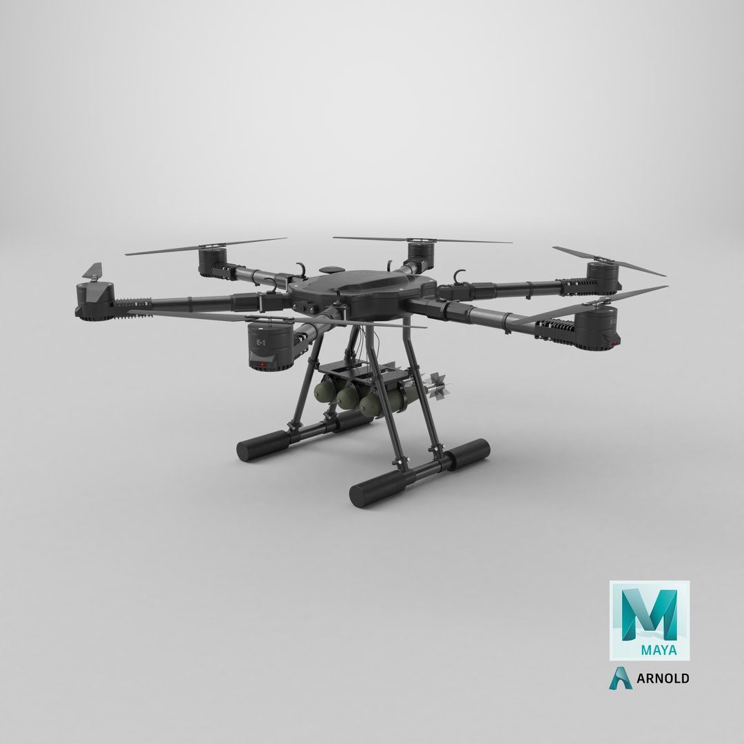 3D model Military Hexacopter UAV - Weaponized Combat Drone with Bombs https://p.turbosquid.com/ts-thumb/a0/peRv6U/xA/stemcell_maya_arnold_render/png/1778266047/1920x1080/fit_q87/2a01944468b9b8ea035067ea377e085cdf0ca985/stemcell_maya_arnold_render.jpg