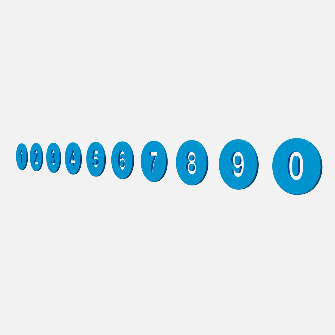 3D Collection Of Round Numbers Blue Model - TurboSquid 2339052