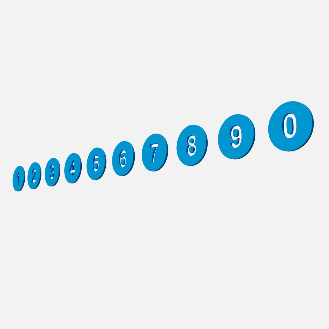 3D Collection Of Round Numbers Blue Model - TurboSquid 2339052