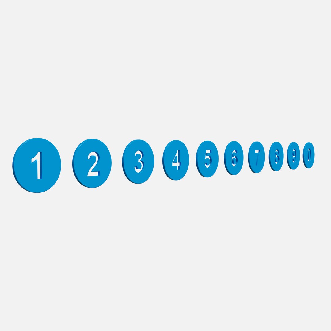 3D Collection Of Round Numbers Blue Model - TurboSquid 2339052
