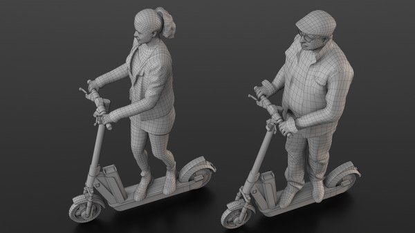 Electric E Scooters with Riders - Animated with mocap model ...