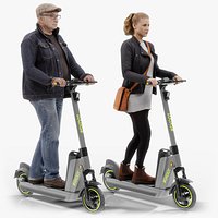 Electric E Scooters with Riders - Animated with mocap