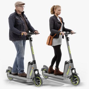 Electric E Scooters with Riders - Animated with mocap