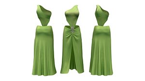 One Shoulder Prom Dress 3D model