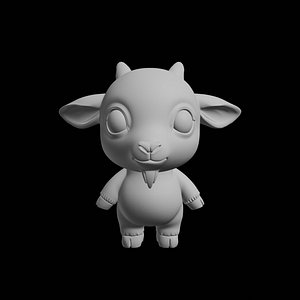 3D Cute Goat Figure 3D Print Model Farm Animal Character