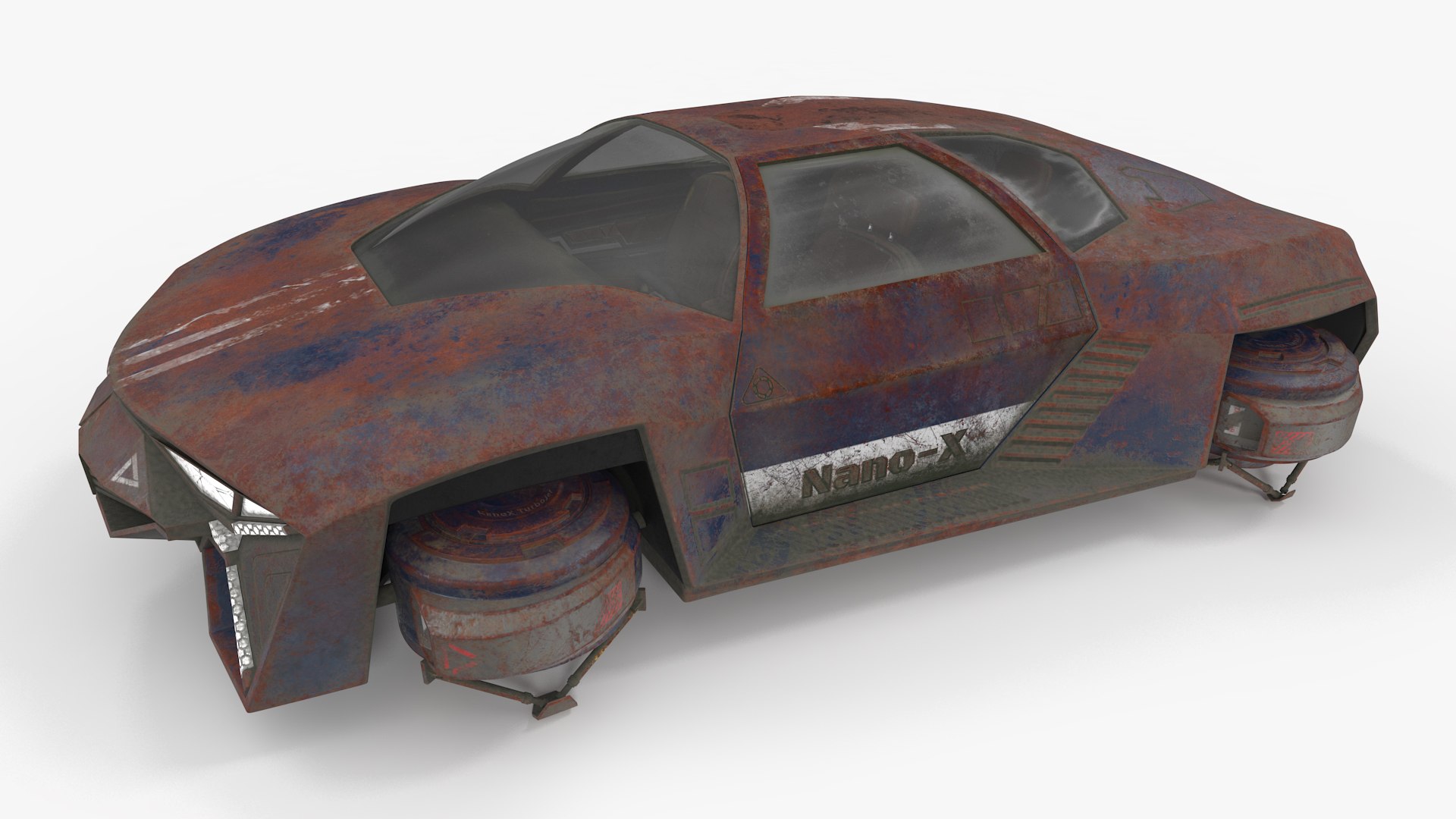 Rusty Hover Car Simple Interior 3D model preview