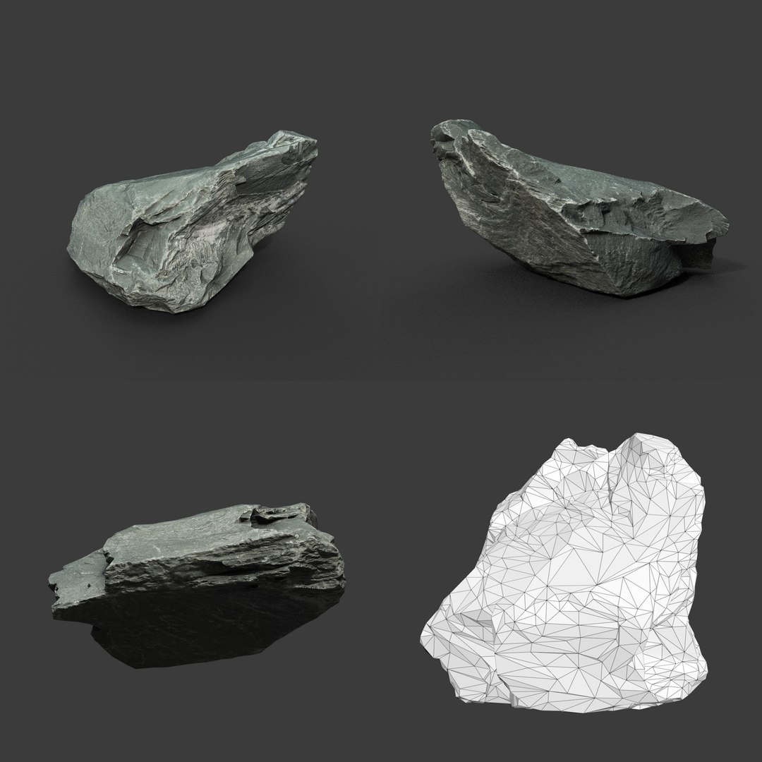 3D 8 Low Poly PBR Sharp Rock Photogrammetry - Ultra HD 16K Textures ...