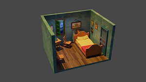 Vincent Van Gogh art like room low poly blender Low-poly 3D model
