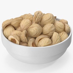 3D Hazelnuts in White Bowl 2