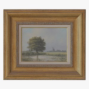 3D Scan Old Painting with classic gold frame 4 3D model