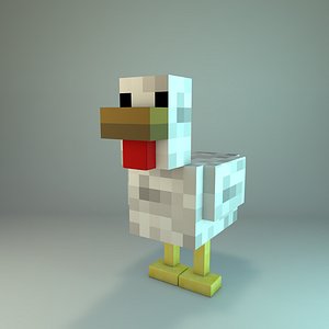 Chicken Minecraft style for Cinema 4D