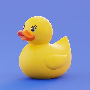 Rubber Duck Bath Toy Stylized Illustration Low-poly 3D model