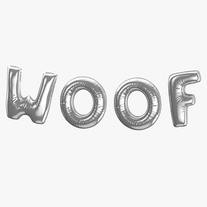 Foil Baloon Words Woof Silver 3D