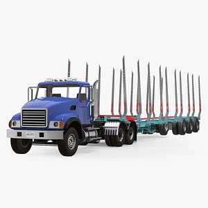 truck logging trailer 3D model