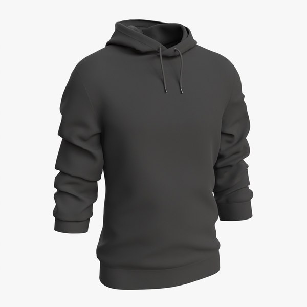 3D Hoodie for Men Mockup 02 Black