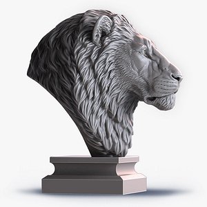 Lion Head Statue Animal Sculpture STL