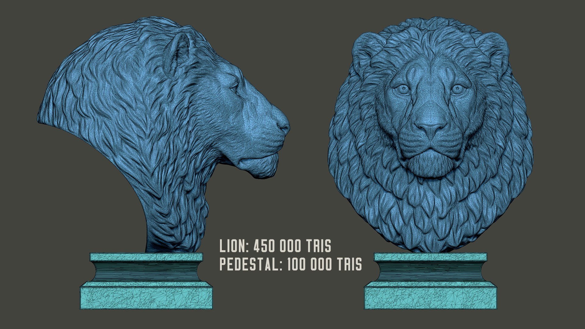 Lion Head Statue Animal Sculpture STL Model - TurboSquid 2216878