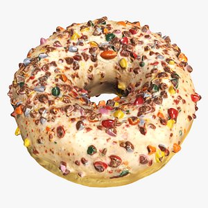 Donut with cracked chocolate candy chips 3D model