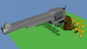 revolver, low poly