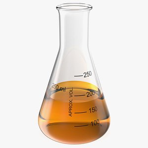 Gold Solution in 250 ml Narrow Mouth Erlenmeyer Flask 3D model