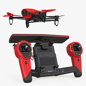 Parrot Bebop Quadcopter Drone Set Rigged 3D Model