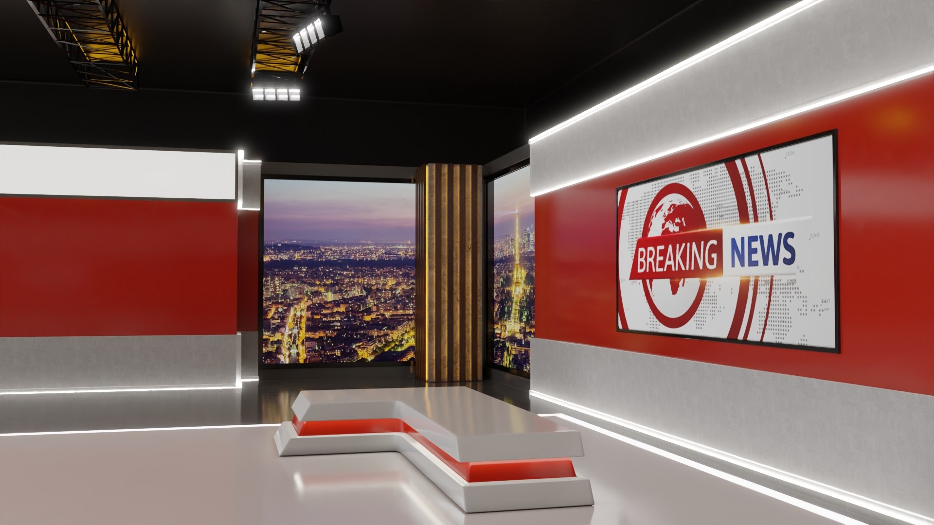3D TV News Studio - TurboSquid 2160075