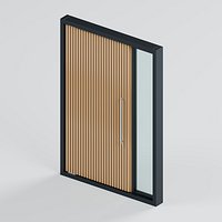 Fluted Timber Pivot Entrance Door with Sidelight