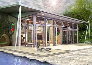 3d modern house plants model