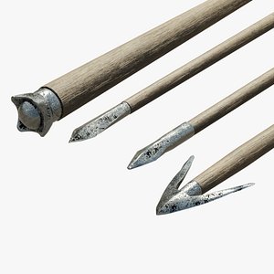 Four medieval arrows for a crossbow model