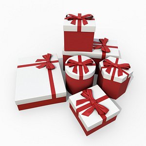 3D model Gift Boxes - Essential Shapes with Fixed Ribbon Bow