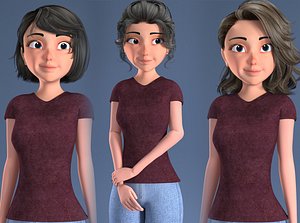 3D toon rigged woman