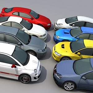 8 low poly cars collection