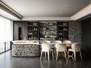 modern dining room 3D model