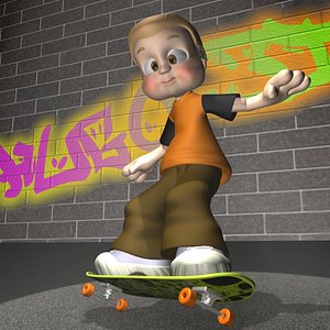 3d cartoon kid rigged