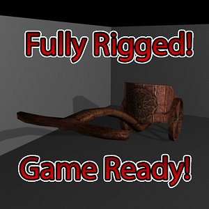 3d model of wooden chariot