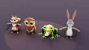 Animated Cartoon Animals 3D Models Pack 1
