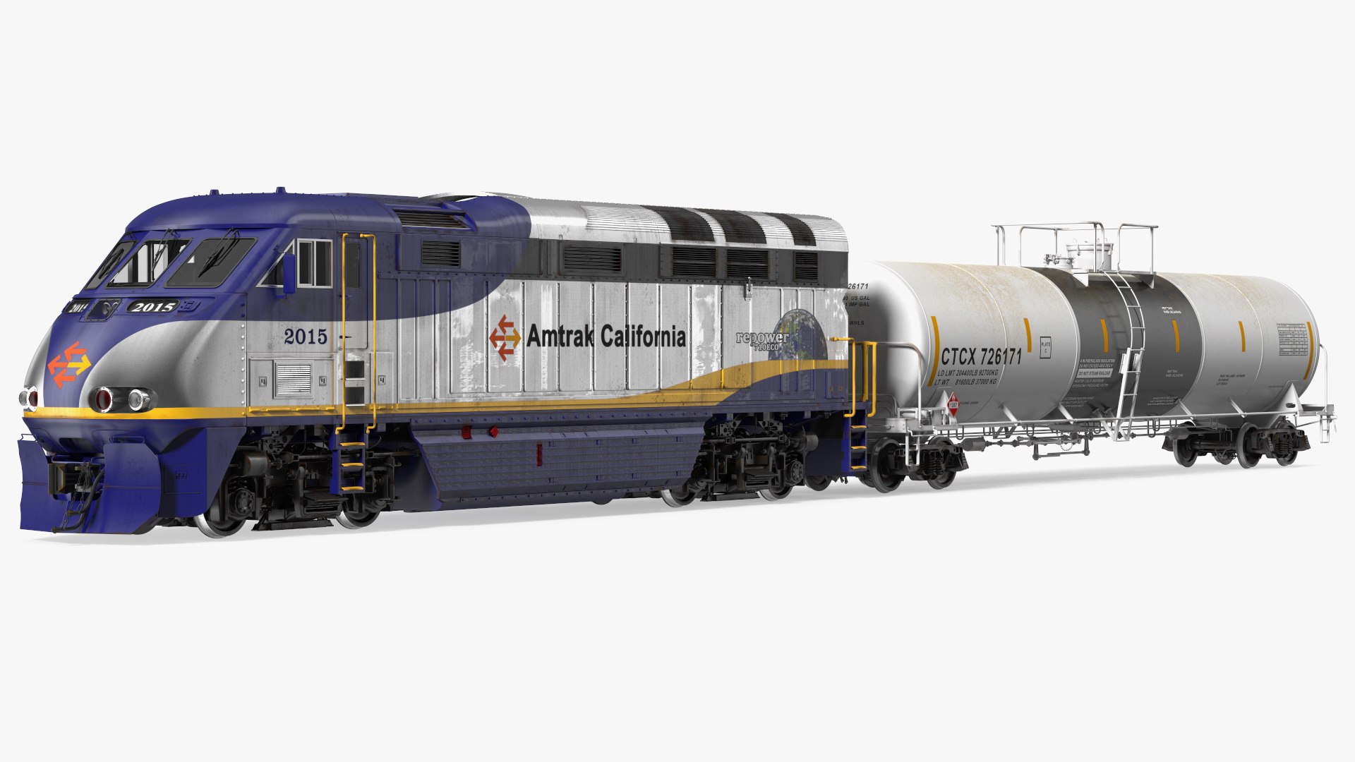 Train Locomotive With Tank 3D model preview
